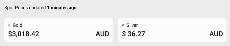 Gold and Silver spot price